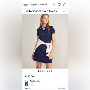 Vineyard Vines Performance polo dress. Navy. Size S